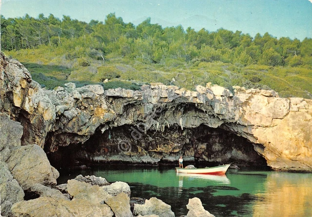 Cartolina Peschici Gargano Grotta delle Ondine e Pineta barca animata 1977