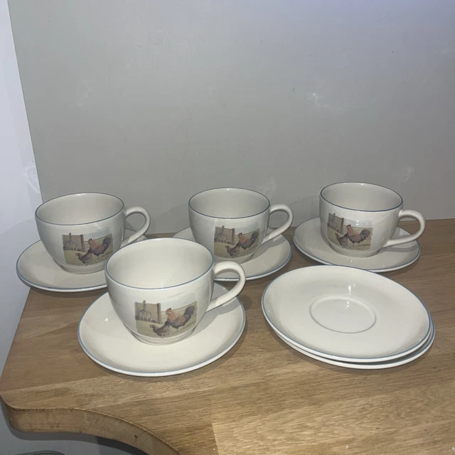 Service Petit Déjeuner Geneviève Lethu - 2 Tasses + Pot à Lait + Sous-tasses - Céramique Verte - Occasion