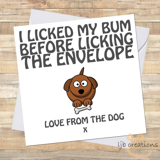 FUNNY ' DOG LICK ' Birthday Card For Dog Lover Pet Owner Husband Wife ...