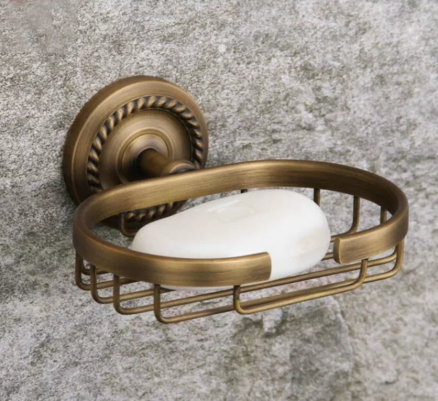 Antique Brass Wall Mounted Bathroom Soap Dish Holder Basket dba100