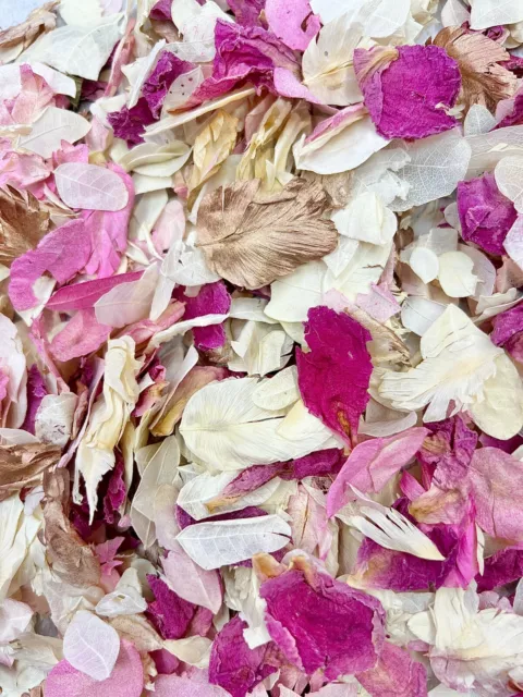 ROSE GOLD, Pink, Ivory Dried Biodegradable Wedding Confetti. Real Flower Petals