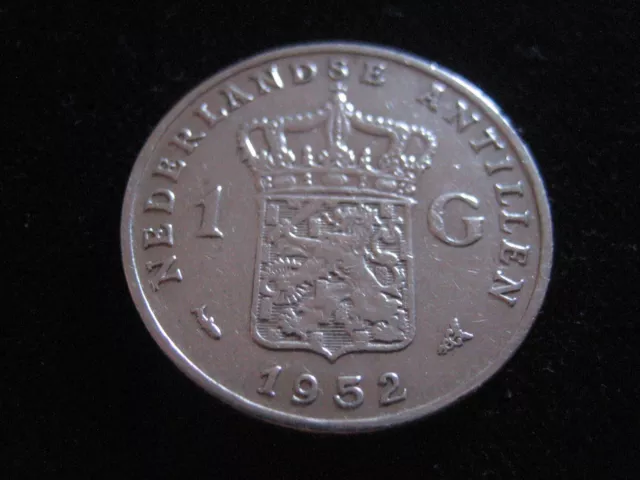 Mds Nederlandse Antillen 1 Gulden 1952 "Juliana Koningin Nederlanden", Silber 2