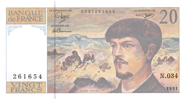France  20  Francs  1991  Series  N.034  Uncirculated Banknote FS