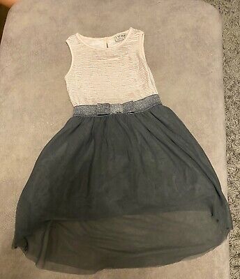 Next Girls Dress Age 6 Grey skirt pink glitter top