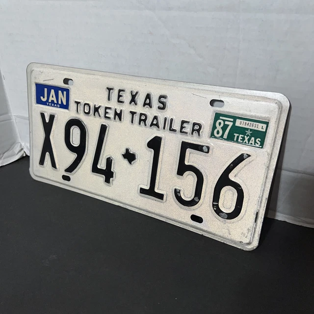 VINTAGE JAN JANUARY 1987 Token Trailer License Plate X94 156 Wall Art