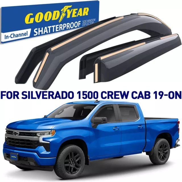 RAIN GUARDS VENT Visors Shade for 20192025 Chevy Silverado Crew Cab