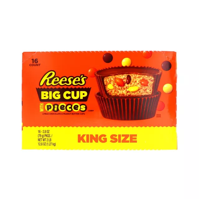 Reeses King Size Peanut Butter Cups with Reeses Pieces 16 Count -2.8 oz