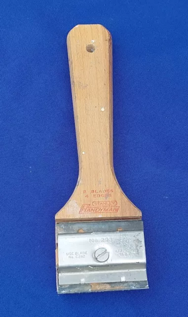 Vintage Stanley Handyman Paint Glue Scraper No. 293 Wood Handle Tool USA