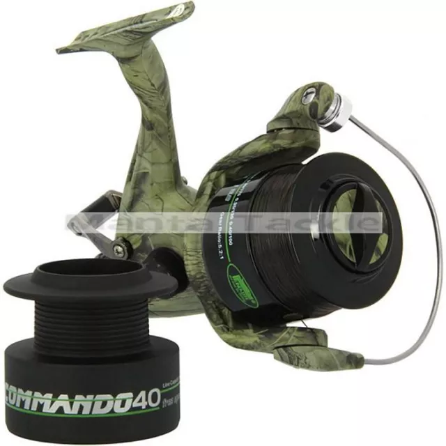 NEW Lineaeffe Camo 40 Carp Free Runner Stalker Fishing Reel + Line + Spare Spool