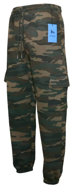 Mens Cargo Combat Joggers Camouflage Bottoms with Zip Pockets M-3XL by Beebizco