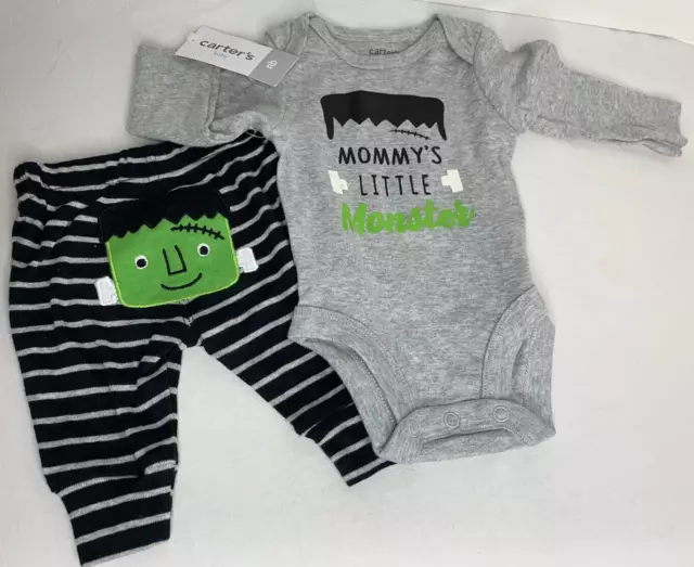 Carters Baby Boys 2-Piece Pant Set Newborn NB Mommys Little Monster Gift NWT
