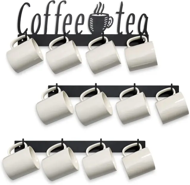 Coffee Mug Wall Rack, Coffee Cup Holder Wall Mounted with 12 Heavy Duty Hooks an