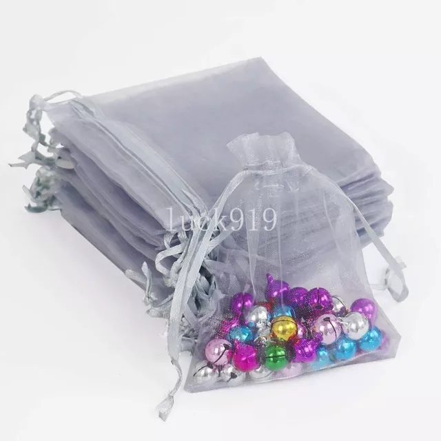 100Pcs Sheer Organza Gift Bags Wedding Party Favour Mesh Jewelry Candy Pouches