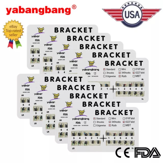 10 Packs Dental Orthodontic Brackets Braces Metal Standard Roth.022 345 Hooks CE