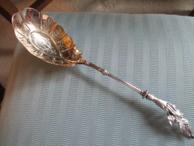 GORHAM LADY'S ICE Serving SPOON Figural 3D Hand 1868 Sterling SILVER .925 MONO