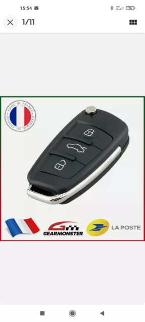 Coque Clé Boitier Télécommande Audi A3 A4 A6 A8 Tt Q3 B6 B7 C6 3 Boutons Fr