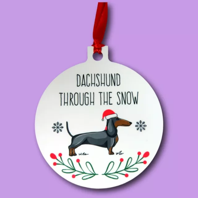 Dog Christmas Decoration Dachshund through the snow sausage dog present