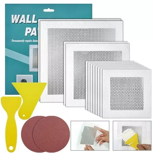 12 Pack Drywall Repair Kit 4/6/8 Inch Self Adhesive Fiberglass Mesh Wall Repair