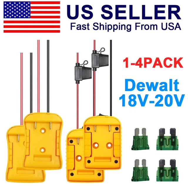 💯4X DIY Power Wheels Adapter ± Fuse For Dewalt Battery 18V 20V Connector Dock