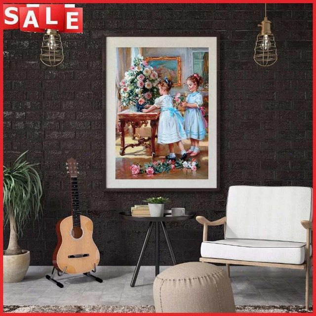 Two Sisters Oil Paint By Numbers Kit DIY Acrylic Painting on Canvas Frameless
