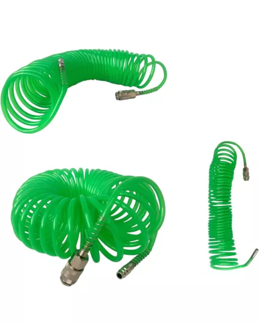 Tubo Aria Compressa Spirale 12 Metri Flessibile Per Compressore Raccordo Verde