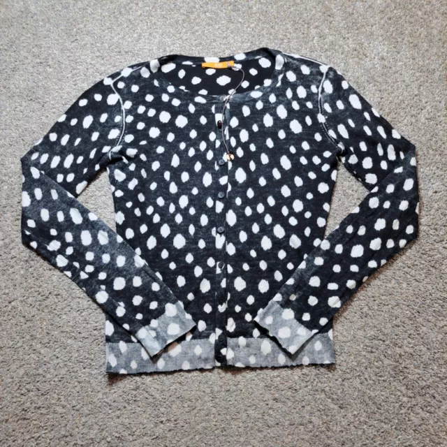 Boss Hugo Boss Cardigan Sweater Womens Small Black Polka-dot Long Sleeve Button