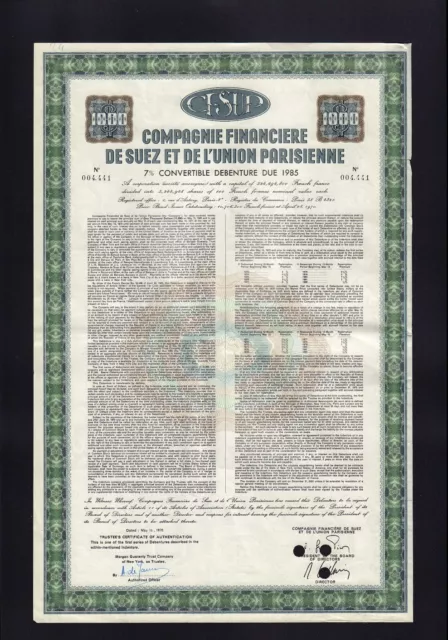 FRANCE / EGYPT Comp. Finanziere de SUEZ de l'Union Parisienne