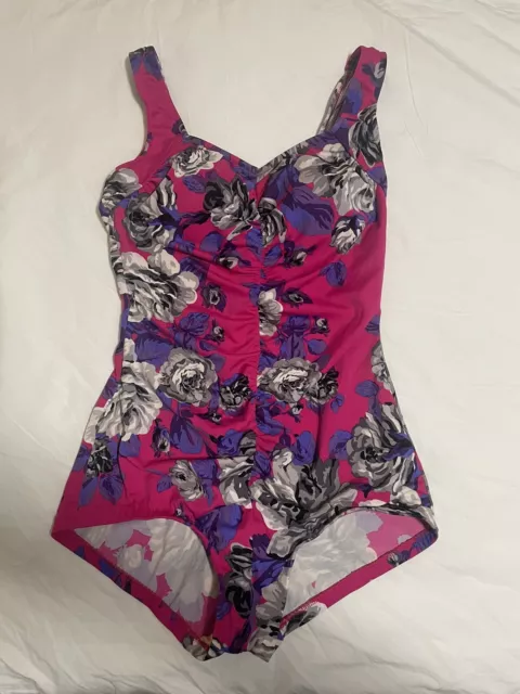 MAXINE OF HOLLYWOOD Size 14 One Piece Swimsuit Slimming Ruched Front ...