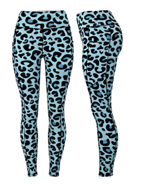 LEGGINGS SIZE 2XL / Pop Fit / Leopard Print/ Black Turquoise