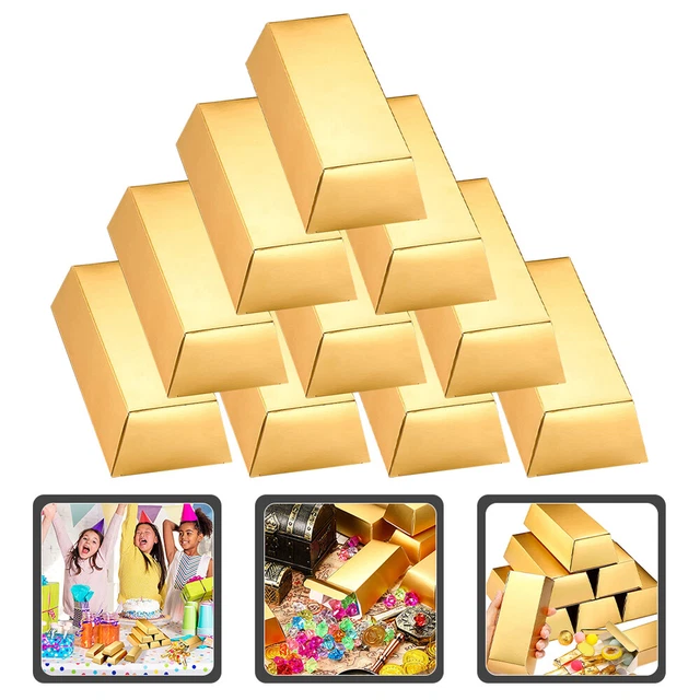 10 Pcs Favor Boxes Wedding Gold Brick Candy Box Decorative Gift Boxes Carton