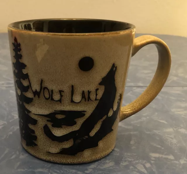 Wolf Lake Hand Crafted Ceramic Coffee Mug Tea Cup 16 oz