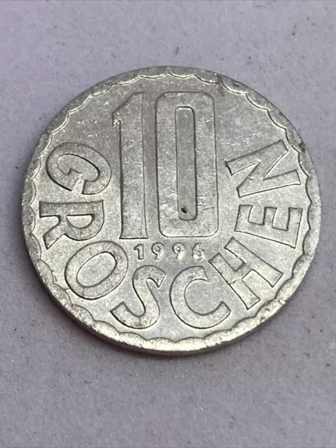 Austria - 10 Groschen Aluminium Coin - 1996