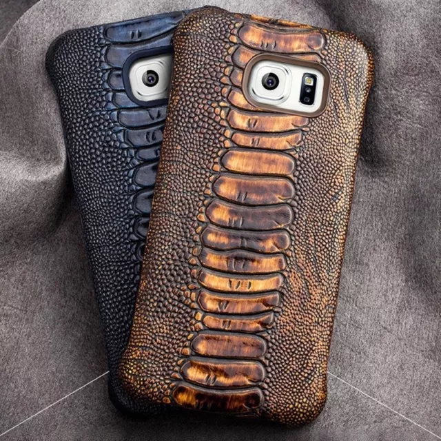 Fits Samsung Galaxy S7 EDGE Phone Genuine Leather Luxury Ostrich Type Case Cover