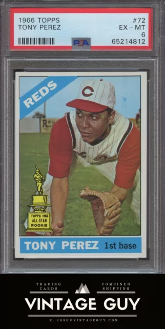 1966 Topps #72 Tony Perez Rookie RC PSA 6 Vintage Cincinnati Reds Baseball Card