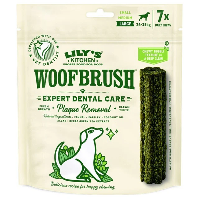 Lilys Kitchen Woofbrush Expert Dentales Cuidado Grande 4 x 7 Pieza, Nuevo