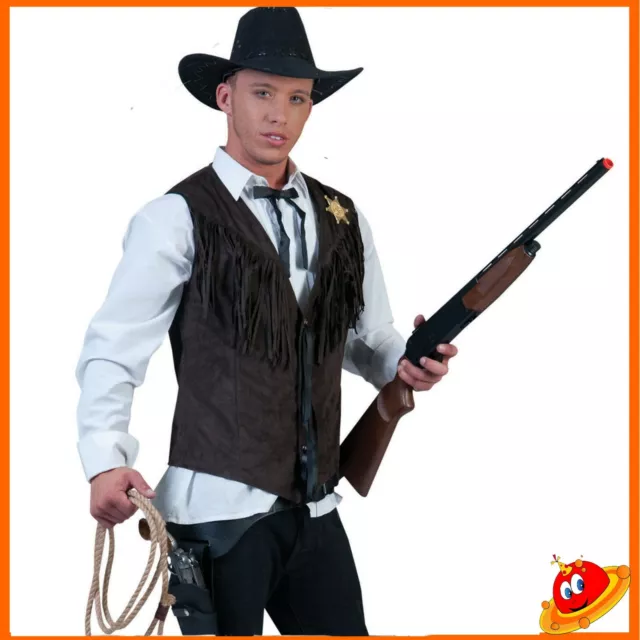 Costume Carnevale  Halloween Uomo Texano Cow Boy Sceriffo Far West Tg 52-58