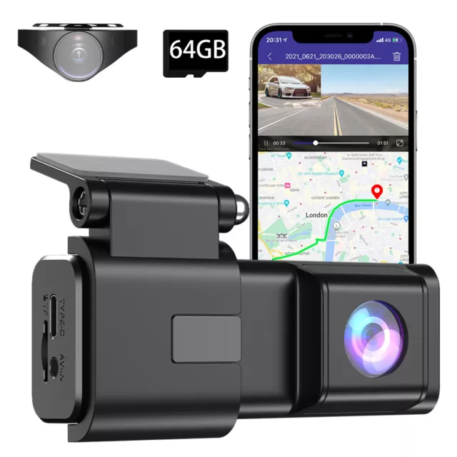 XGODY 4K Dual Dash Camera Front and Rear Dash Cam Built-in WiFi&APP for Cars