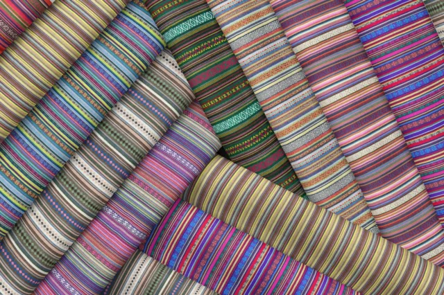 Mexican Tapestry Striped Woven Fabric Upholstery Material Cushion Sofa 55" Wide
