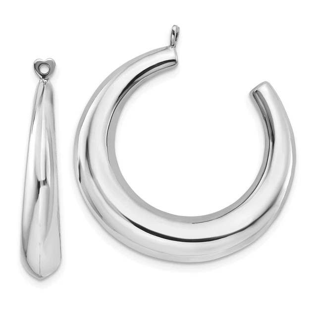 14K White Gold Hoop Earring Jackets Ear Jewelry 28mm x 27mm