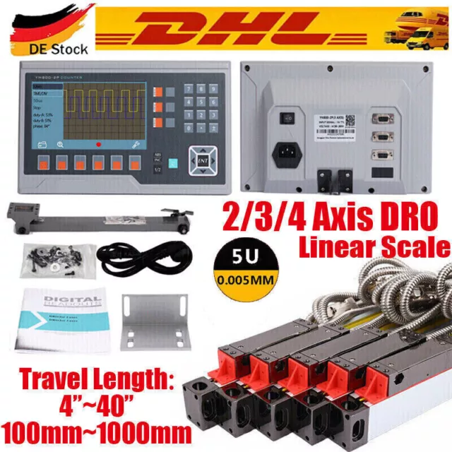 3/4/5 Achsen Digitalanzeige DRO 5µm TTL lineare Skala Scale Fräsdrehmaschine CNC