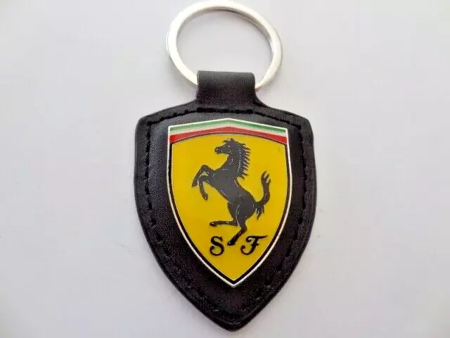 FERRARI black leather keyring keychain unused