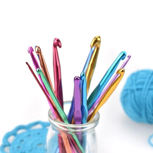Ensemble d'aiguilles au crochet antidouleur 12 pièces outils de tricot en alumi