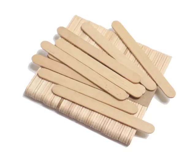 100 Wooden Craft Sticks Paddle Pop Popsicle Coffee Stirrers Ice Cream Wax Stick