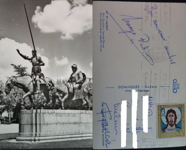 Antigua Postal Madrid 1961 Don Quijote Y Sancho Panza Postcard Postkarte Cc3810