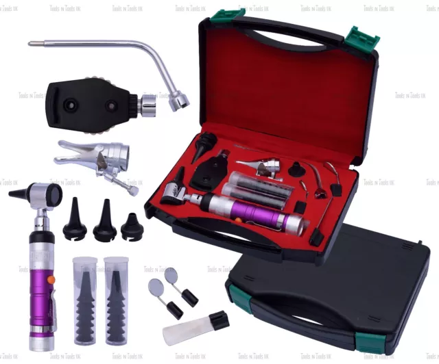 Violet Vétérinaire Otoscope Ophtalmoscope Diagnostic Kit Ent Surgical Instrument