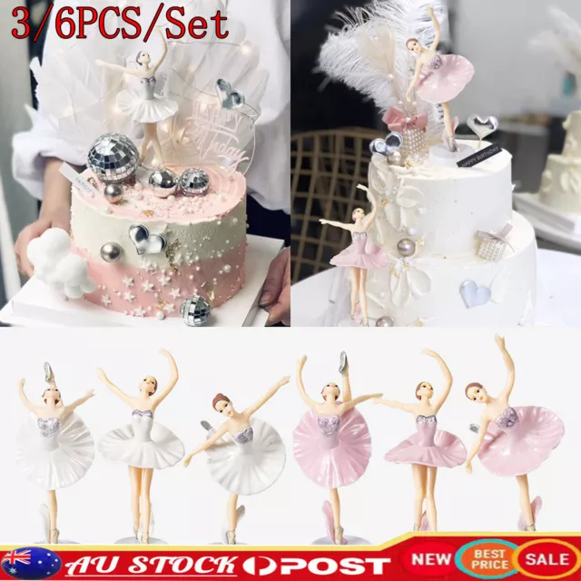 6PC Ballerina Girl Dancer Ornament Cake Topper Dessert Table Decoration Kid Gift