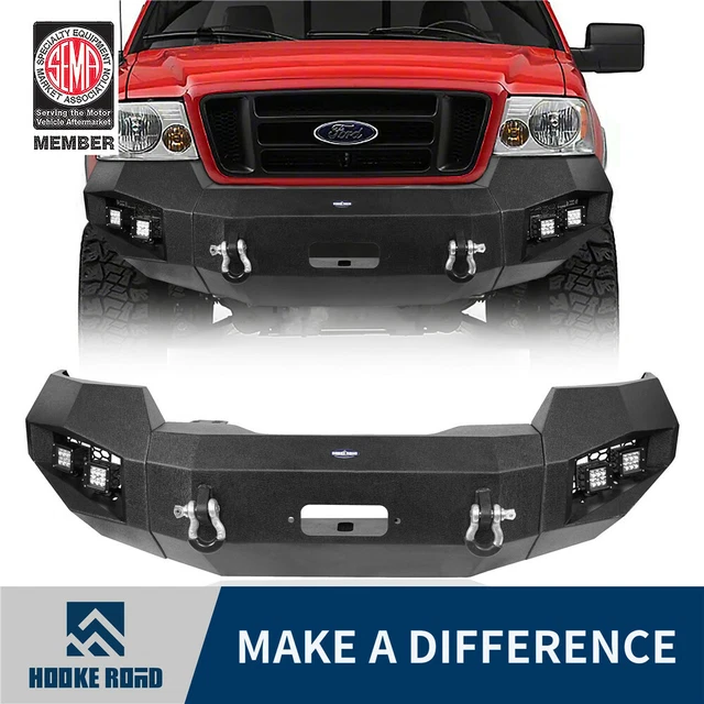 Hooke Road Full-Width Front Bumper w/ Winch Plate Fit Ford F-150 2004-2008 Truck