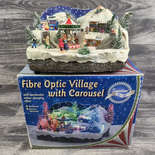 VINTAGE SNOWTIME FIBRE Optic & Animated Christmas Village Xmas Ornament
