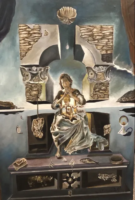 La Madone de Port Lligat by Salvador Dali Signed Painting Oil on Canvas