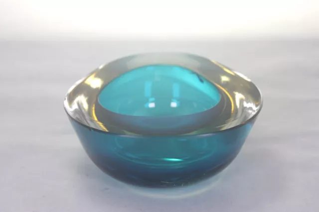 Murano Sommerso Turquoise, Amber and Clear Art Glass Bowl